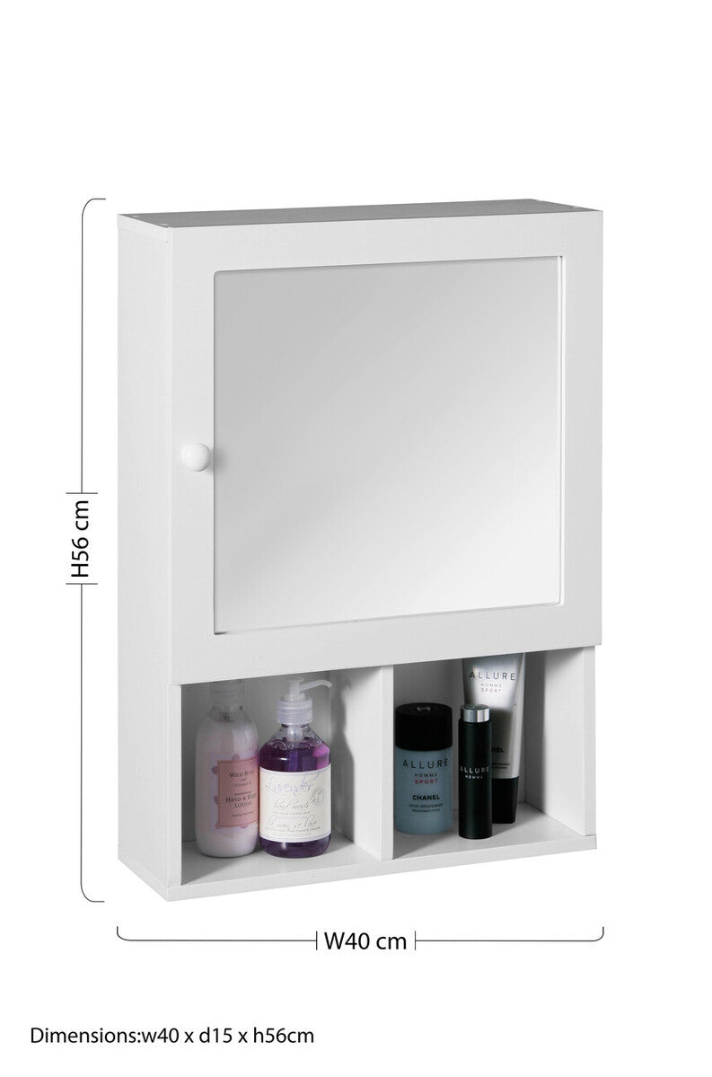 Orsina Port White Wood Mirrored Cabinet | Modern Bathroom Storage