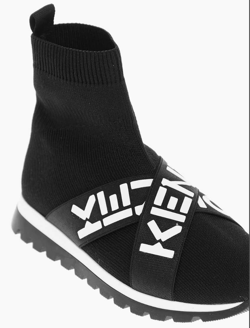 Kenzo Women's Black Sock Sneakers | Logo Elastic Slip-On Trainers