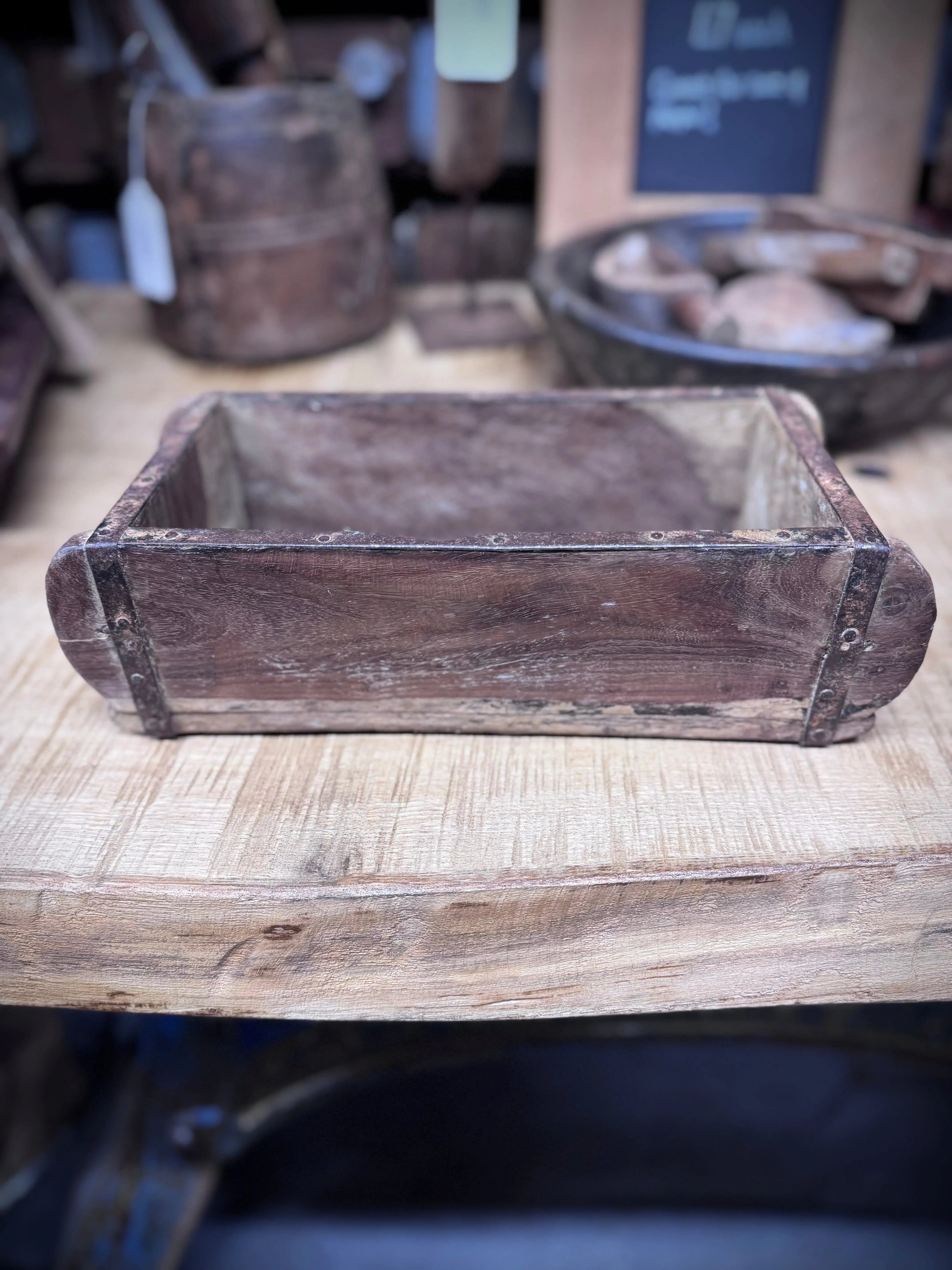 Vintage Wooden Brick Mould Planter Rustic Herb Tray Storage Box Indoor Outdoor
