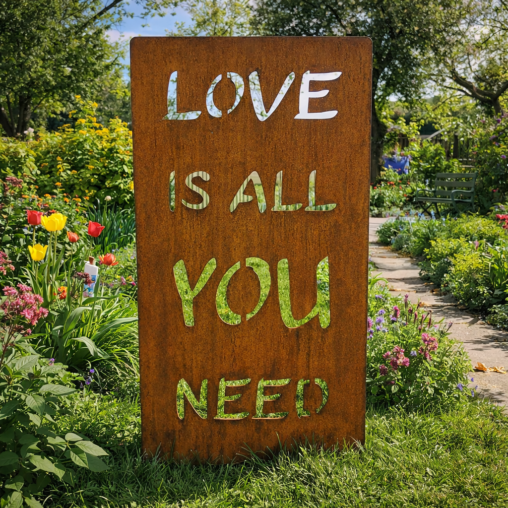 Love Is All You Need Rusty Metal Garden Sign | Rustic Warehouse Norfolk