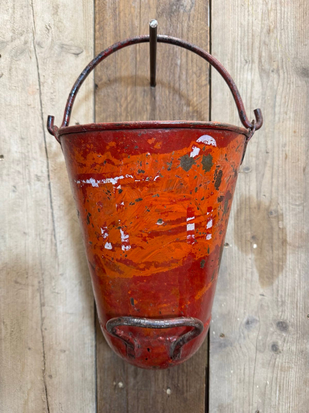 Vintage Galvanised Metal Hanging Fire Bucket Planter | Rustic Warehouse