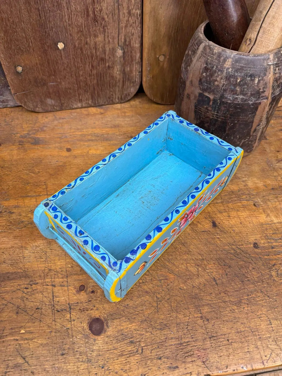 Rustic Warehouse Norfolk Vintage Blue Wooden Brick Mould Planter