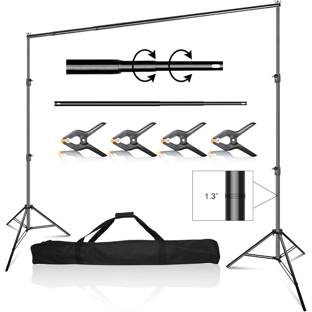 EMART Heavy Duty Backdrop Stand - 3x3m Adjustable Photography Frame Kit