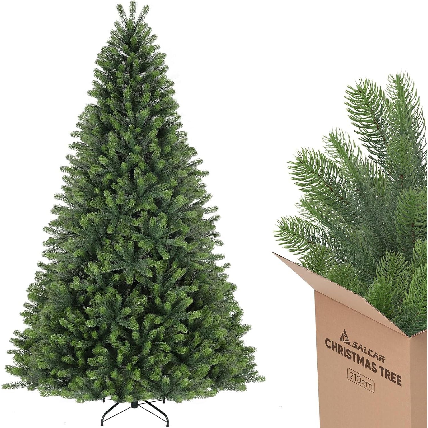 SALCAR 7ft Artificial Christmas Tree | 100% PE Full Bushy 210cm Tree