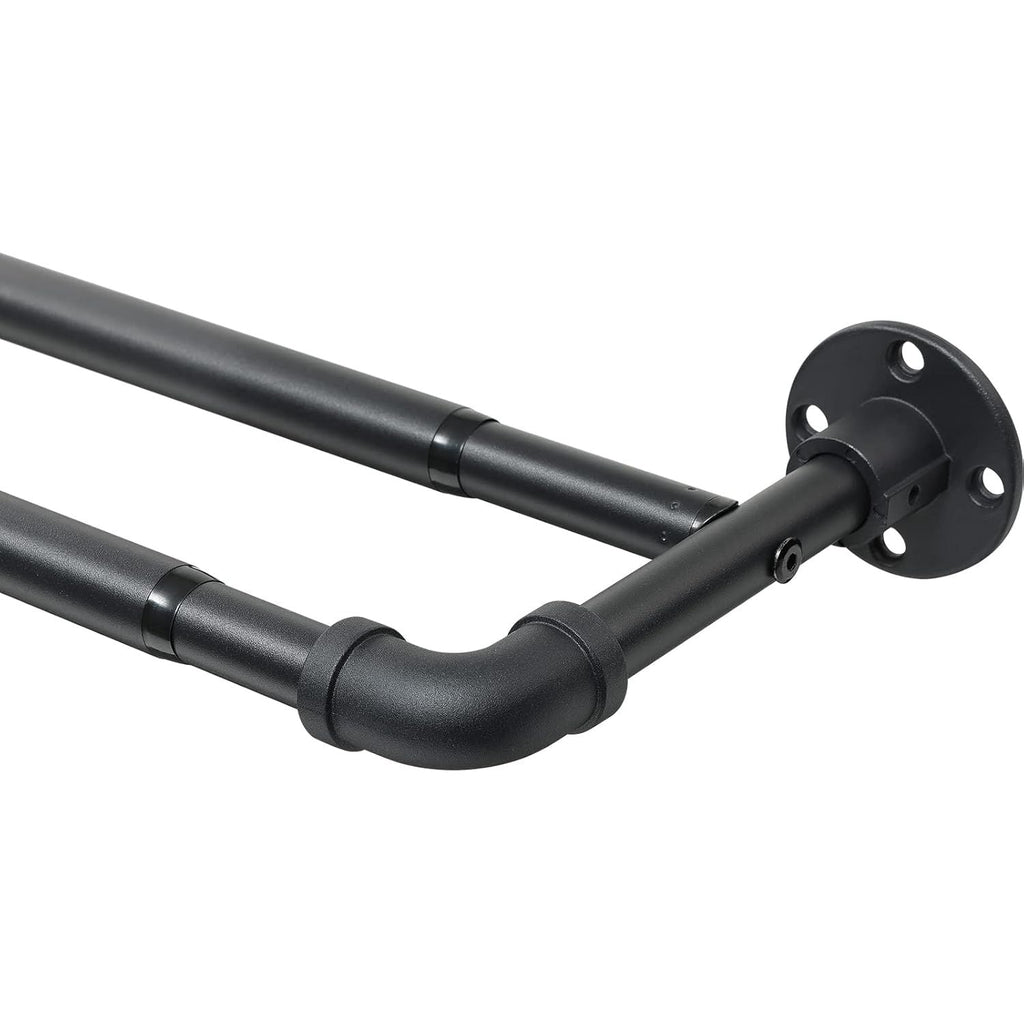 Harrms Double Curtain Pole – Black Industrial Extendable Rod 74–236cm