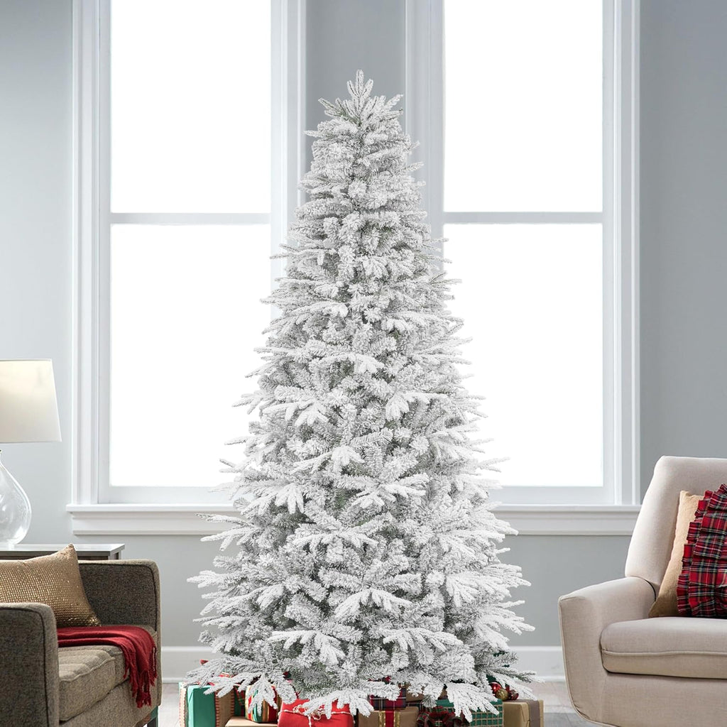 KI Store 6.5ft Snow Flocked Artificial Christmas Tree | Unlit Pine