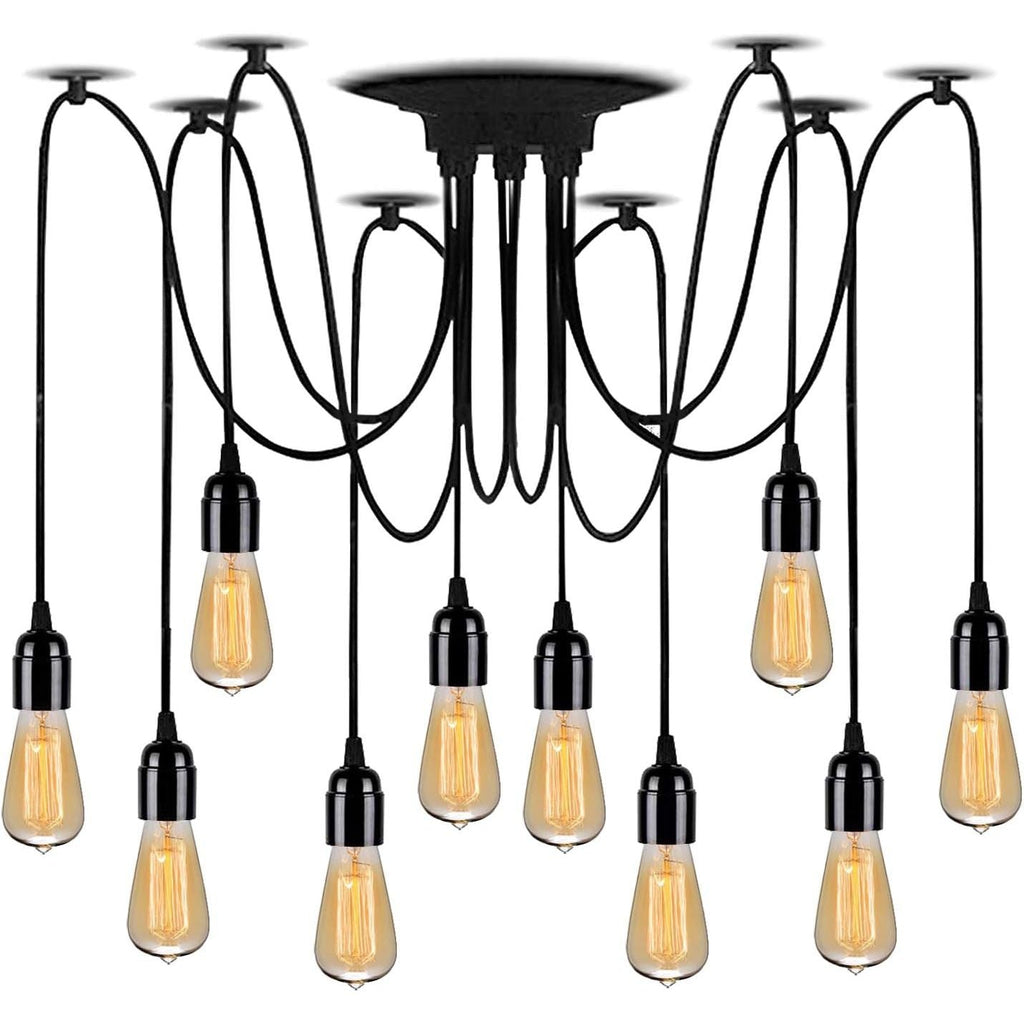 Lightsjoy 10-Socket Spider Pendant Light – Retro Industrial Ceiling Lamp