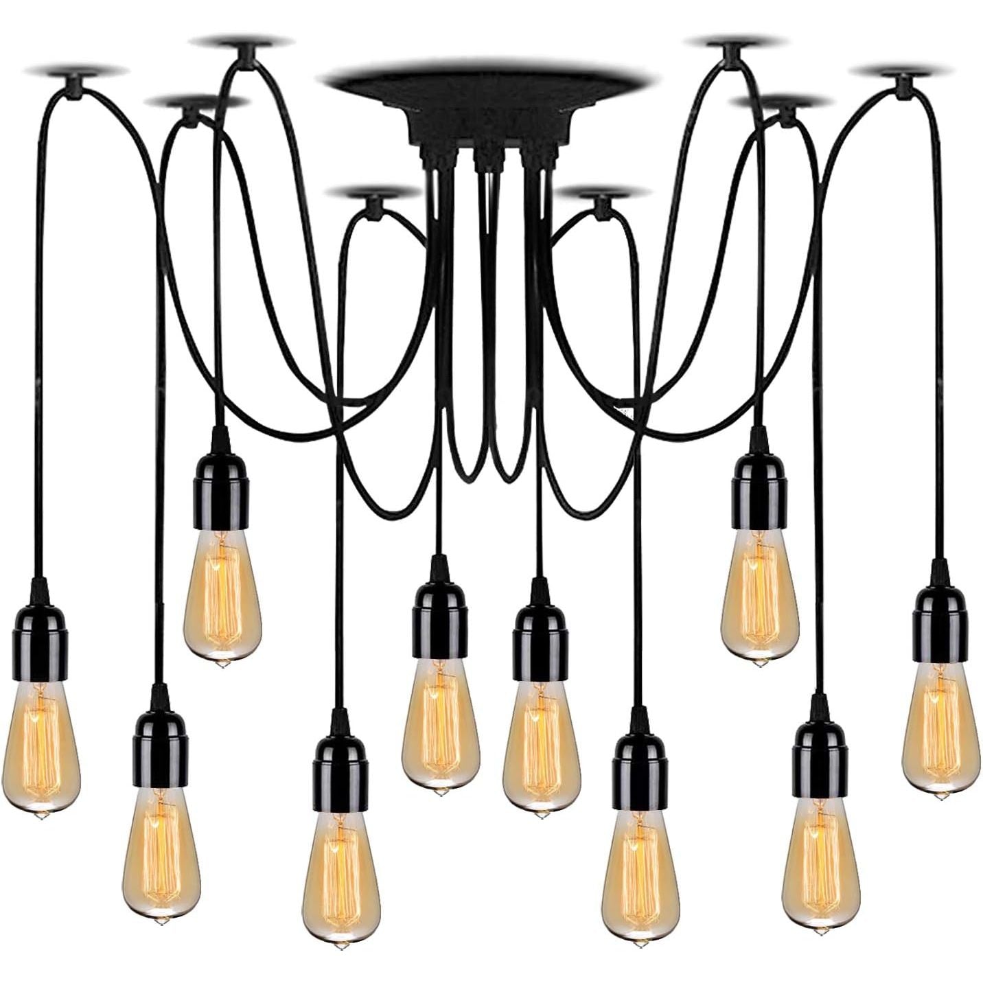 Lightsjoy 10-Socket Spider Pendant Light – Retro Industrial Ceiling Lamp