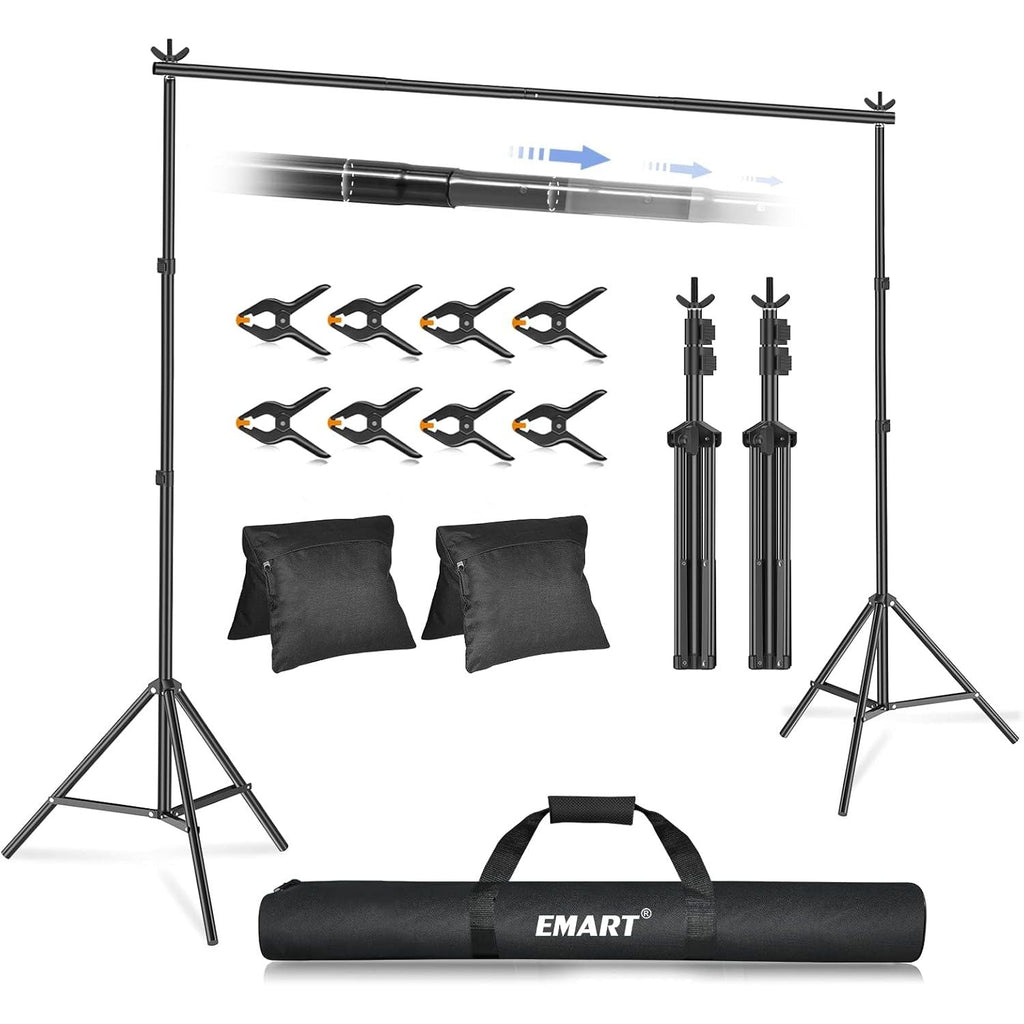 EMART 2x3m Backdrop Stand Kit | Retractable Crossbar & Tripod Stand