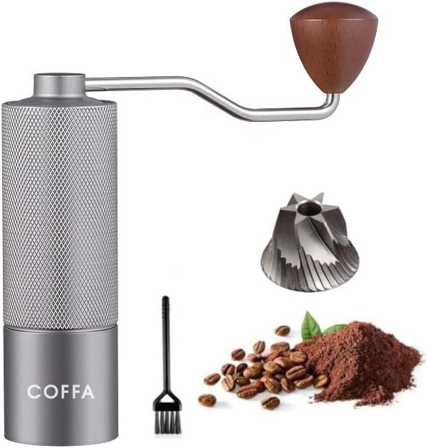 COFFA Manual Coffee Grinder | Stainless Steel Burr Hand Crank Portable
