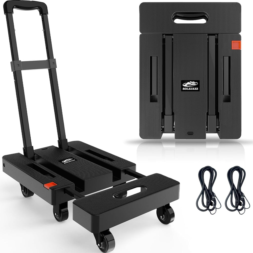 SOLEJAZZ Folding Hand Truck | 500lb Heavy Duty 6-Wheel Portable Dolly
