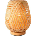 Schindora Bamboo Table Lamp – Handmade Wicker Boho Bedside Light