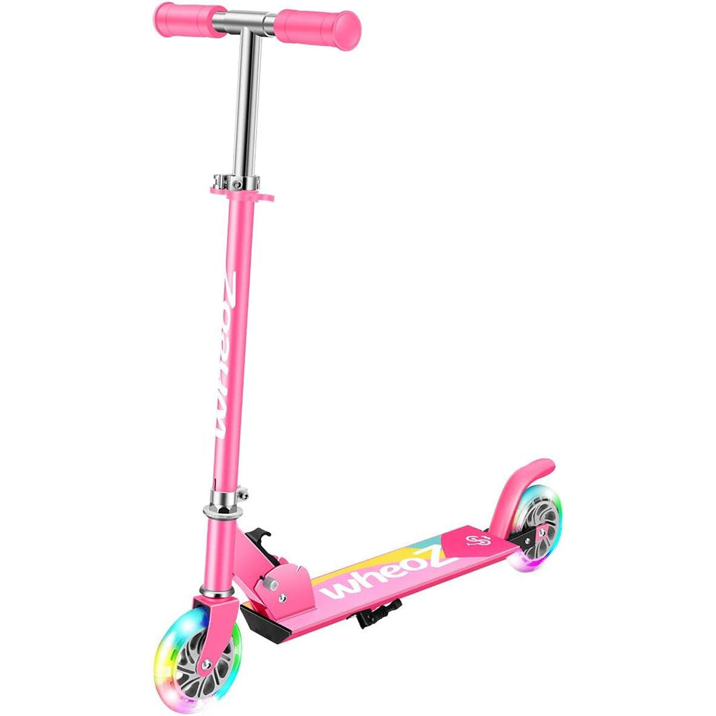 WheoZ Kids 2-Wheel Kick Scooter – Folding Design with LED Light Up Wheels