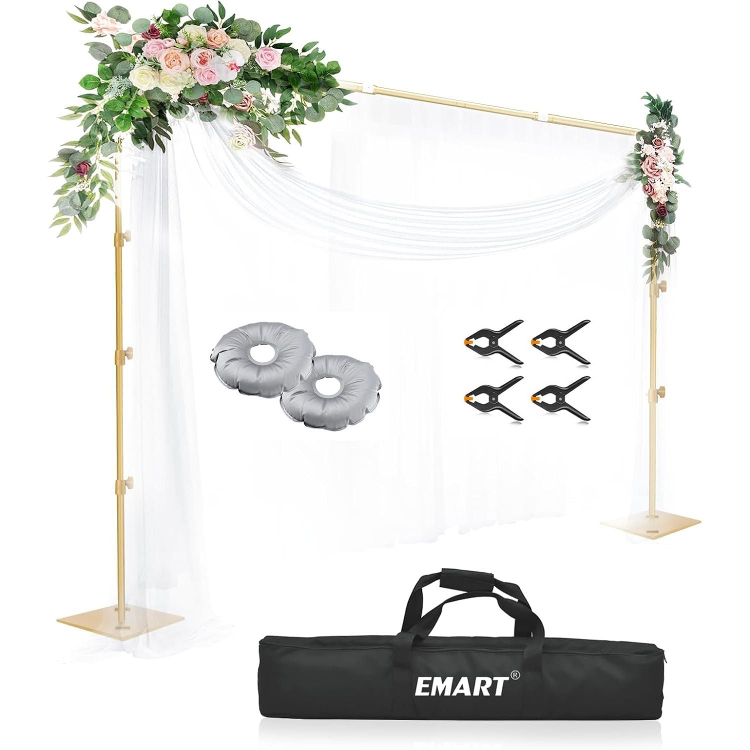 EMART Gold Backdrop Stand – 8.5x10ft Adjustable Heavy Metal Frame