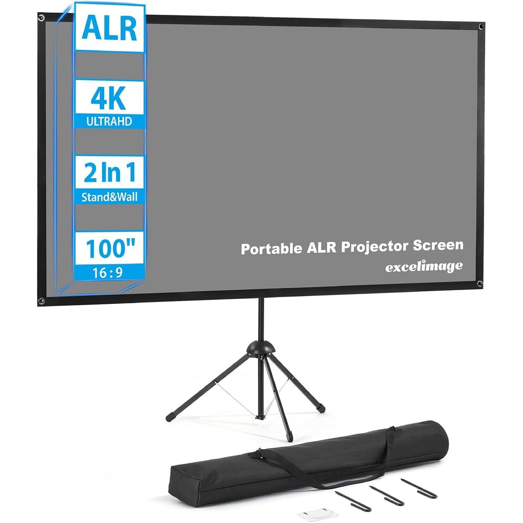 Massive Discounts 100'' ALR Projector Screen with Stand | Portable 16:9