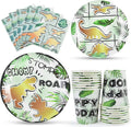 Massive Discounts Gold Dinosaur Party Tableware Set - 16 Guests 64pc