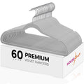 HOUSE DAY 60-Pack Grey Velvet Hangers – Non-Slip Space-Saving Design