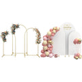 TopDirect Gold Metal Arch Backdrop Stand Set with 3 White Spandex Covers