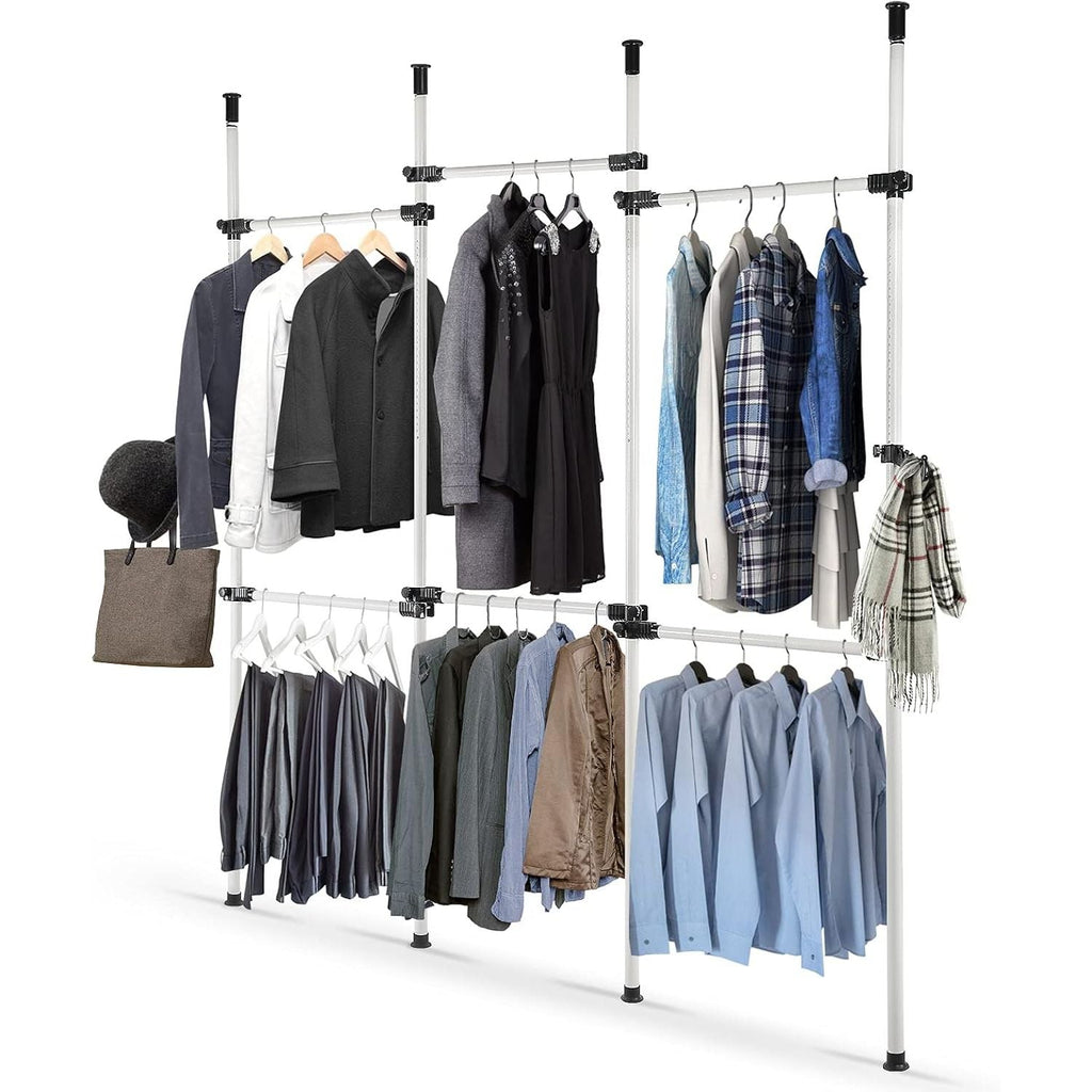 Massive Discounts Heavy Duty Telescopic Garment Rack - 10.8ft Adjustable