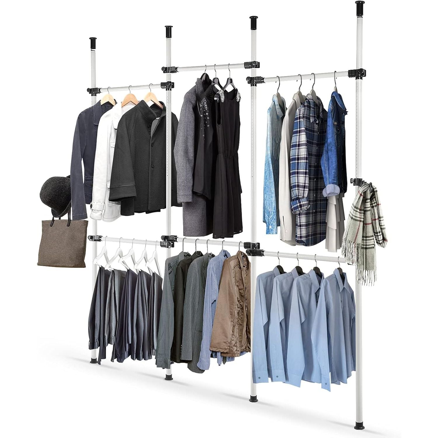 Massive Discounts Heavy Duty Telescopic Garment Rack - 10.8ft Adjustable