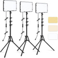 Obeamiu 3-Pack LED Video Light Kit with 70" Tripod Stand | 2500-8500K