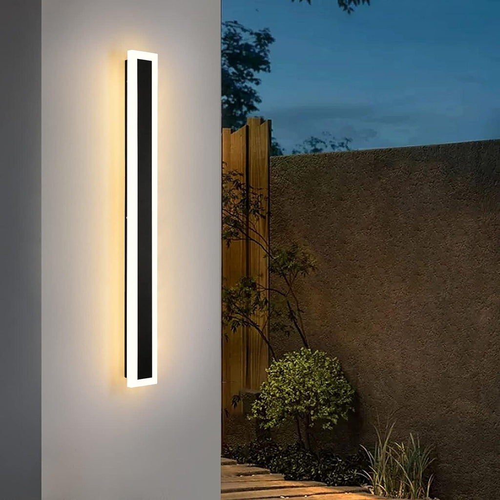 YAOWSZM 90cm Modern Outdoor LED Wall Light – Black Waterproof 18W Sconce