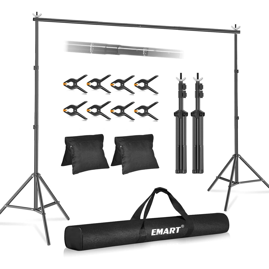 EMART Backdrop Stand - 3x2.6m Adjustable Photo Studio Support Kit