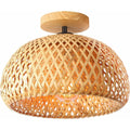 Schindora Bamboo Rattan Ceiling Light – Boho Farmhouse Flush Mount