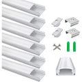 LightingWill LED Aluminum Channel U-Shape 3.3ft Silver Diffuser 6-Pack