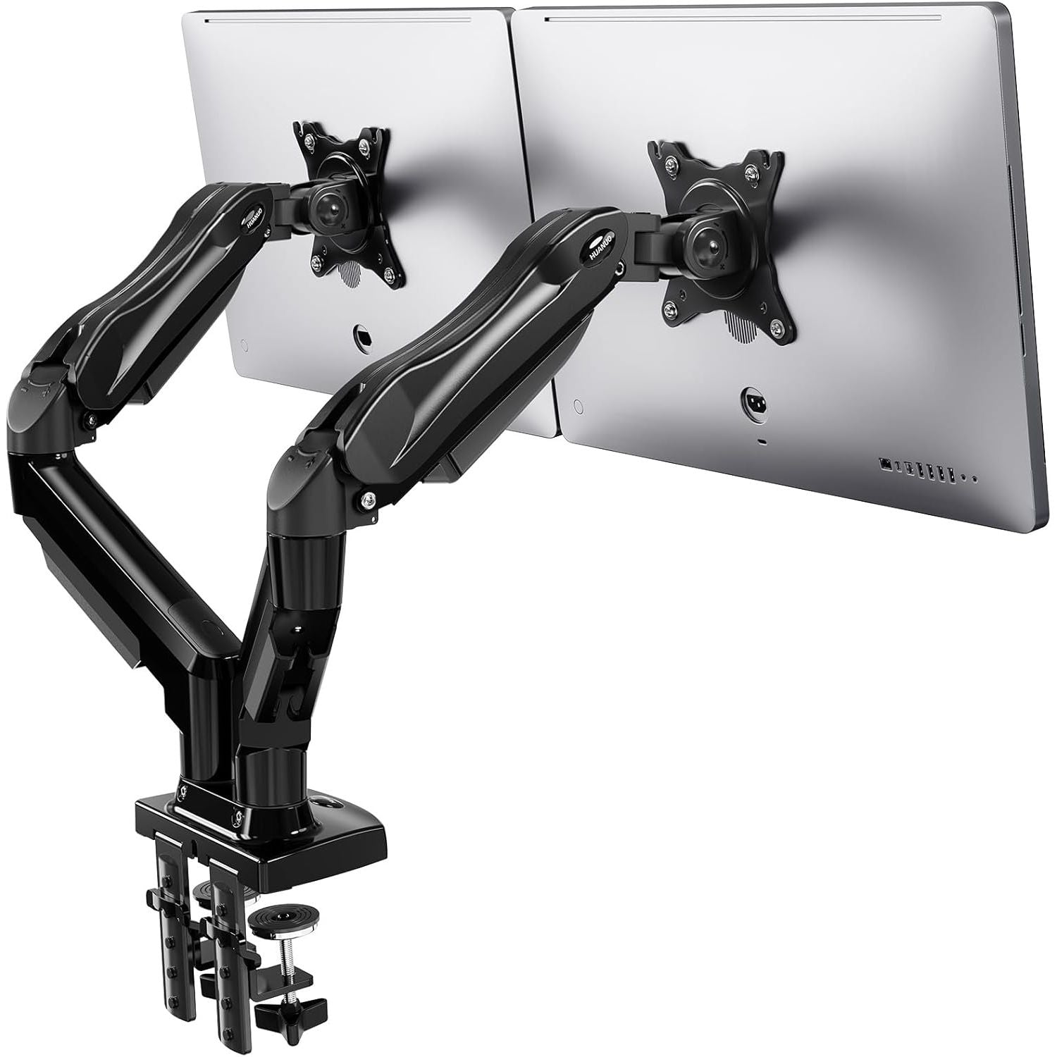 HUANUO Dual Monitor Arm – Gas Spring Desk Mount for 13–32" Screens