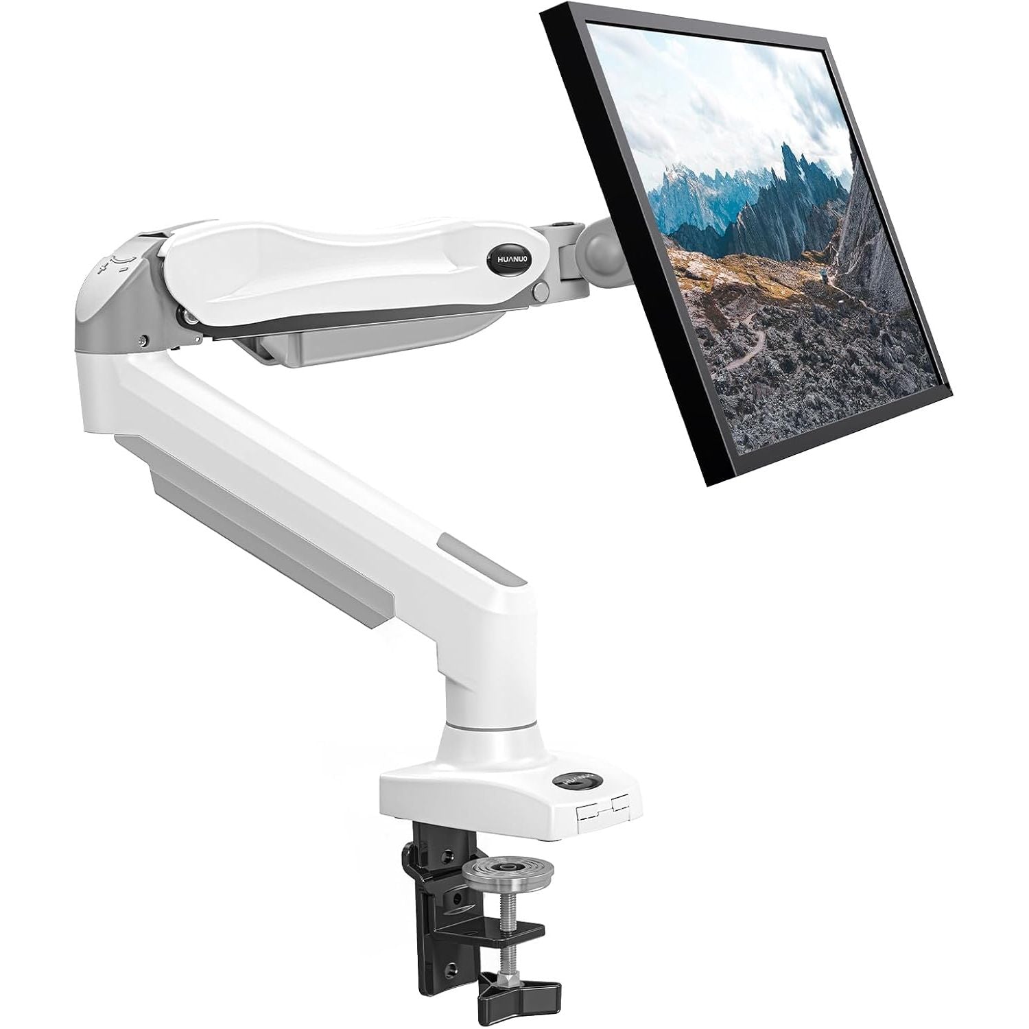 HUANUO Single Monitor Arm – Gas Spring Desk Mount for 13-32 Inch Screens