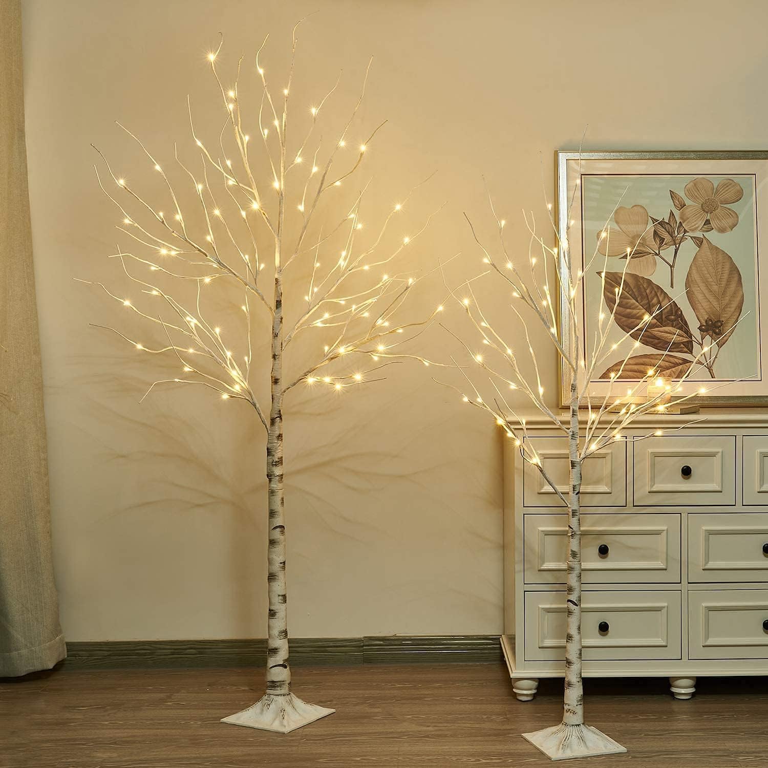 EAMBRITE LED Birch Tree Set | 5FT & 6FT Lighted White Twig Trees - 2PCS