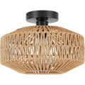 Schindora Boho Rattan Ceiling Light – Rustic Braided Woven Lamp Shade