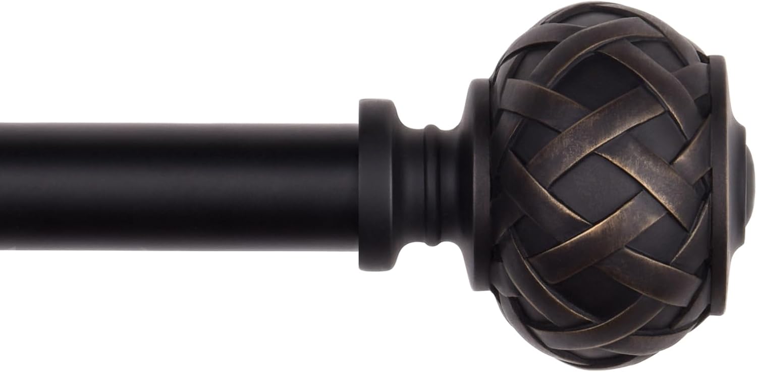 SZXIMU Curtain Pole – 182-365cm Extendable Black Metal Rod, 3pcs