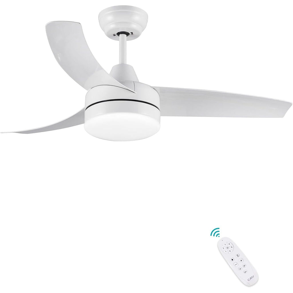 CJOY 42" White Ceiling Fan with Light | Quiet DC Motor & Remote Control