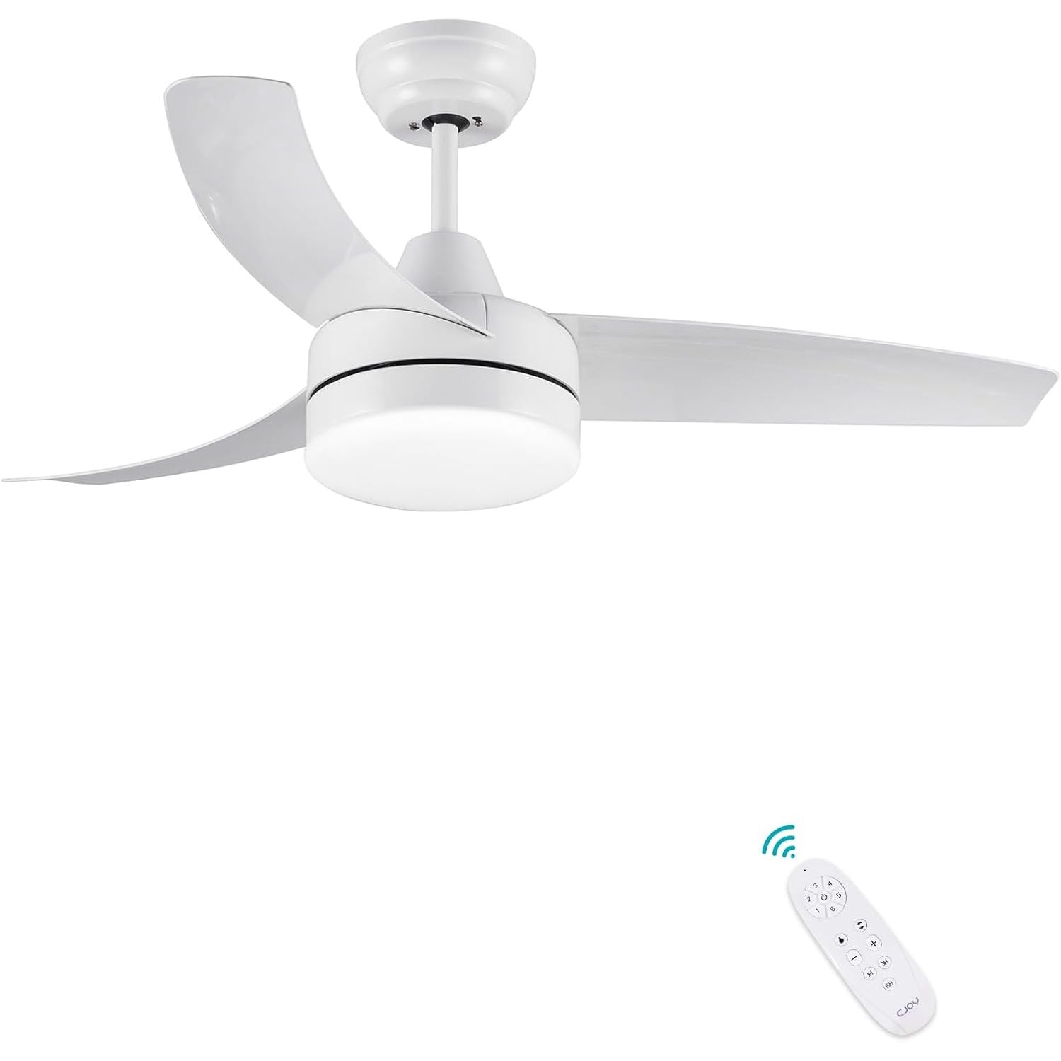 CJOY 42" White Ceiling Fan with Light | Quiet DC Motor & Remote Control