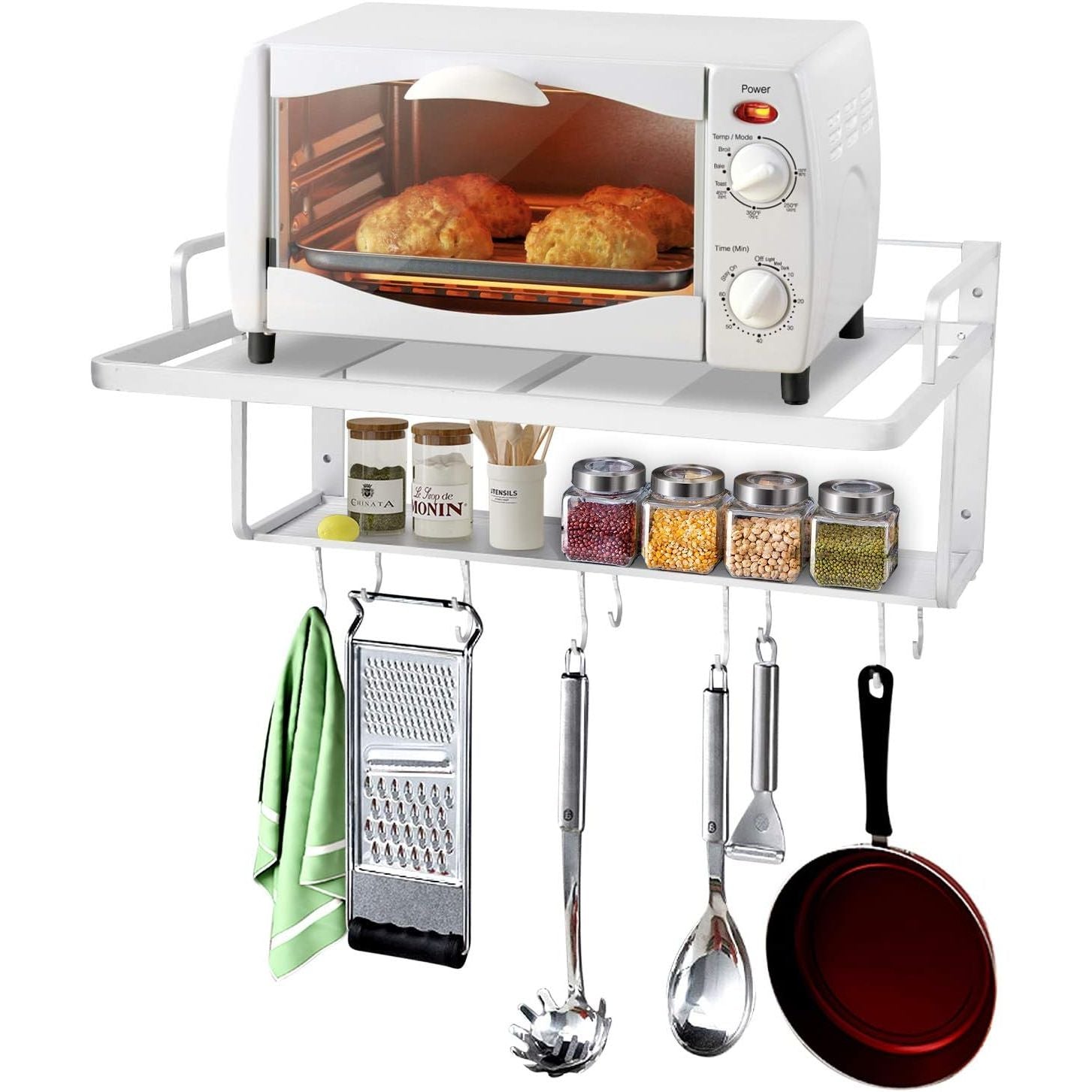 Massive Discounts 2-Tier Aluminum Wall Mounted Microwave Rack, 21.6in