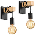 Massive Discounts Wooden Wall Sconce – 2 Pack Industrial E27 Light
