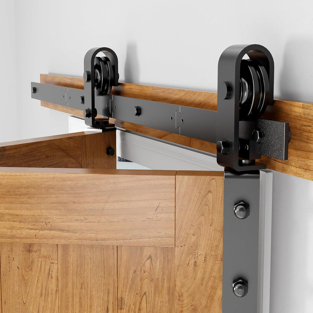 SANKEYTEW 3.3FT Bifold Barn Door Hardware Kit | Black Carbon Steel