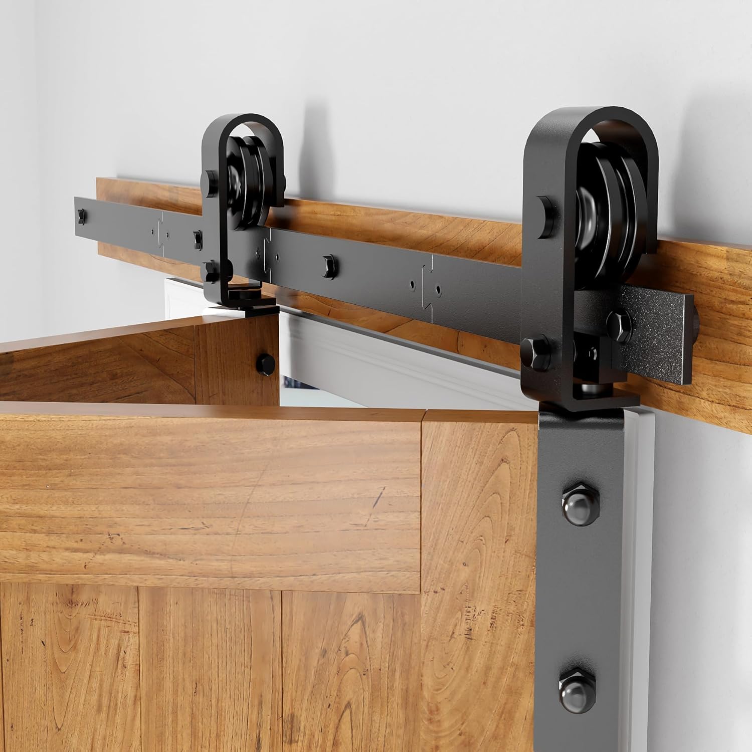 SANKEYTEW 3.3FT Bifold Barn Door Hardware Kit | Black Carbon Steel
