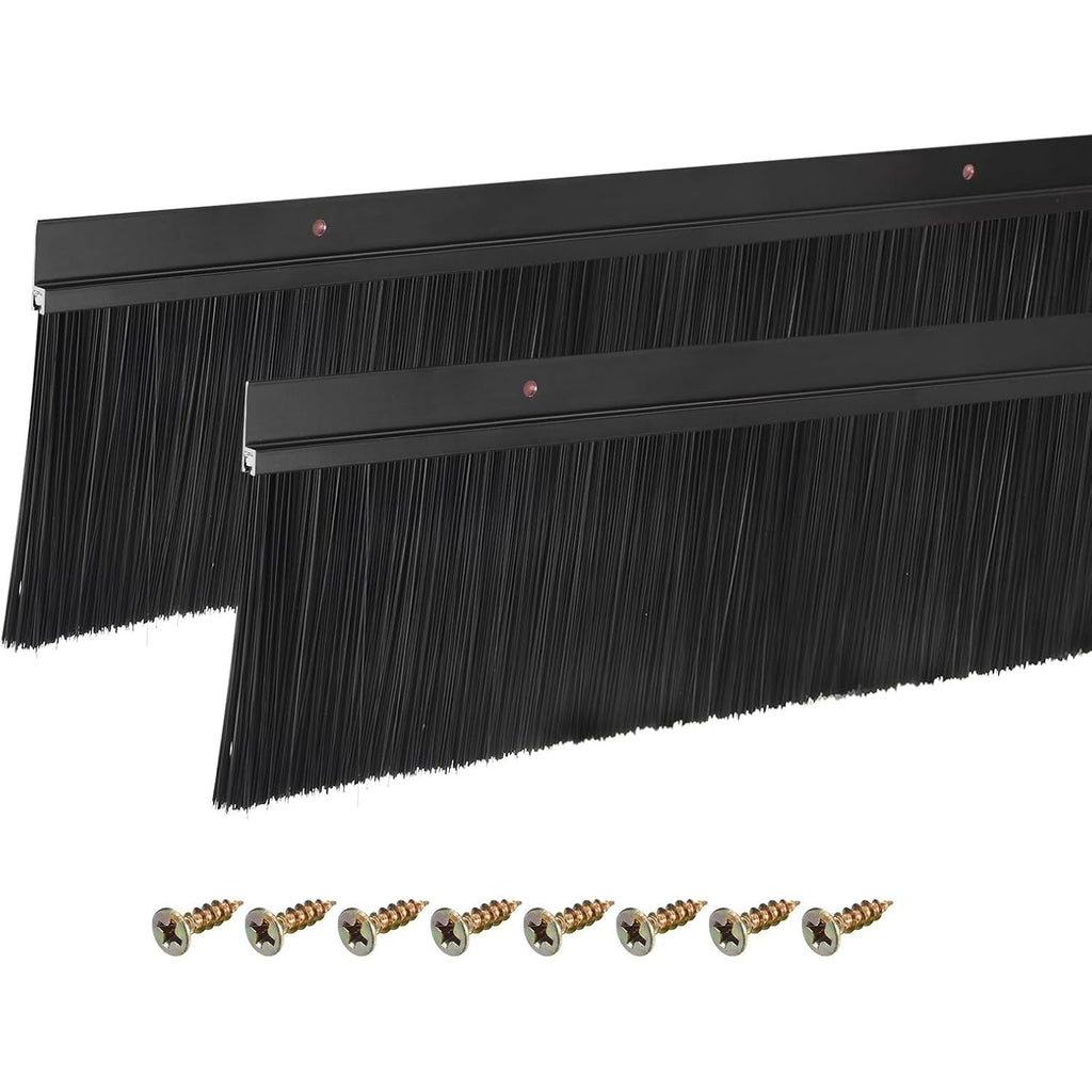 Sourcing Map H-Shape Door Brush Bottom Sweep | 120cm Black Nylon 2Pcs