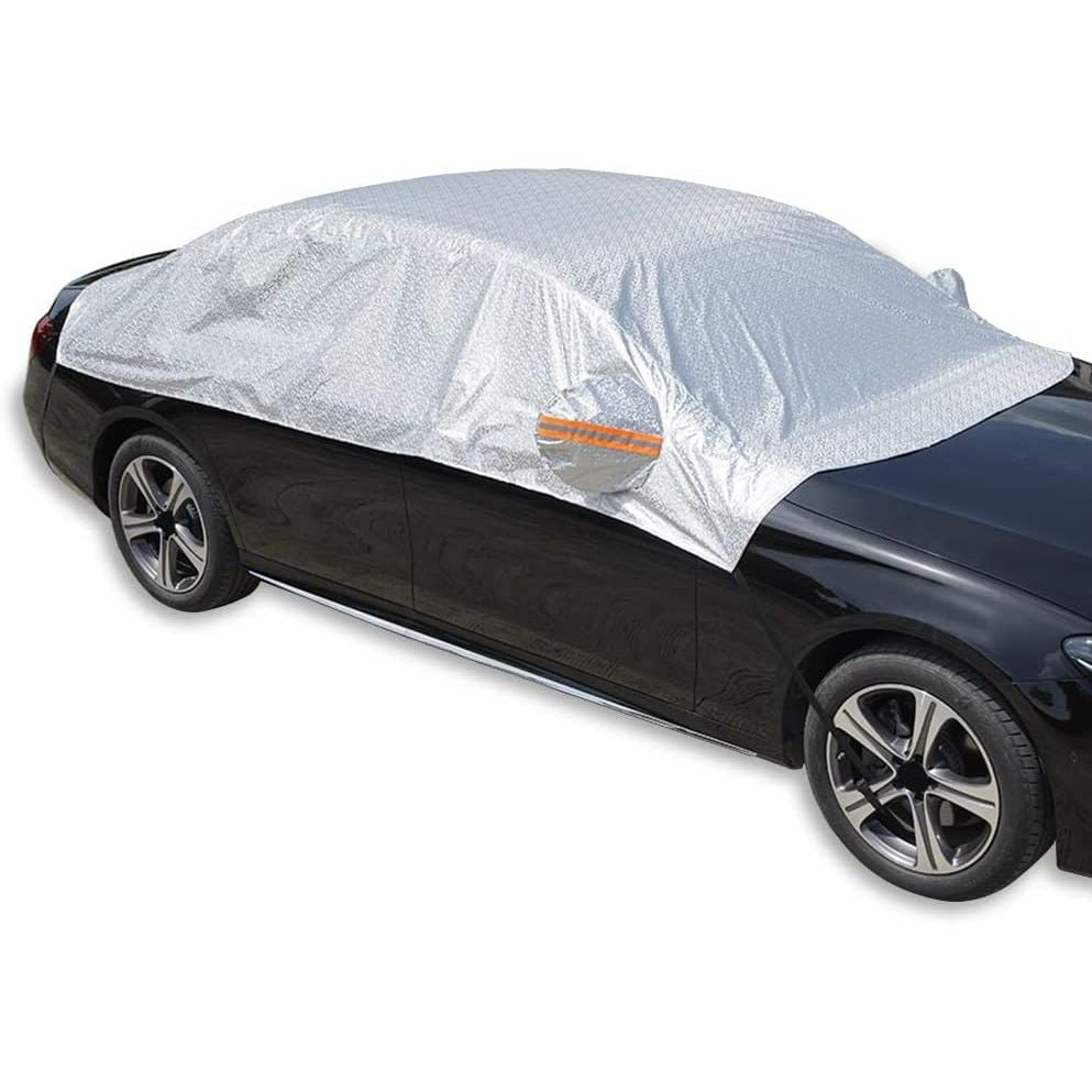 RunSnail Waterproof Half Car Cover | UV & Windproof Sedan Cover, 185"