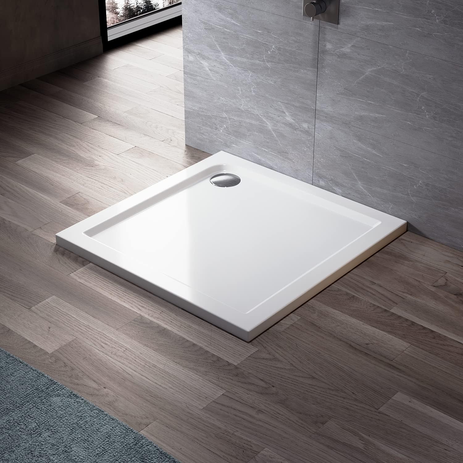 Elegant Square Stone Shower Tray 760x760x40mm with Waste Trap