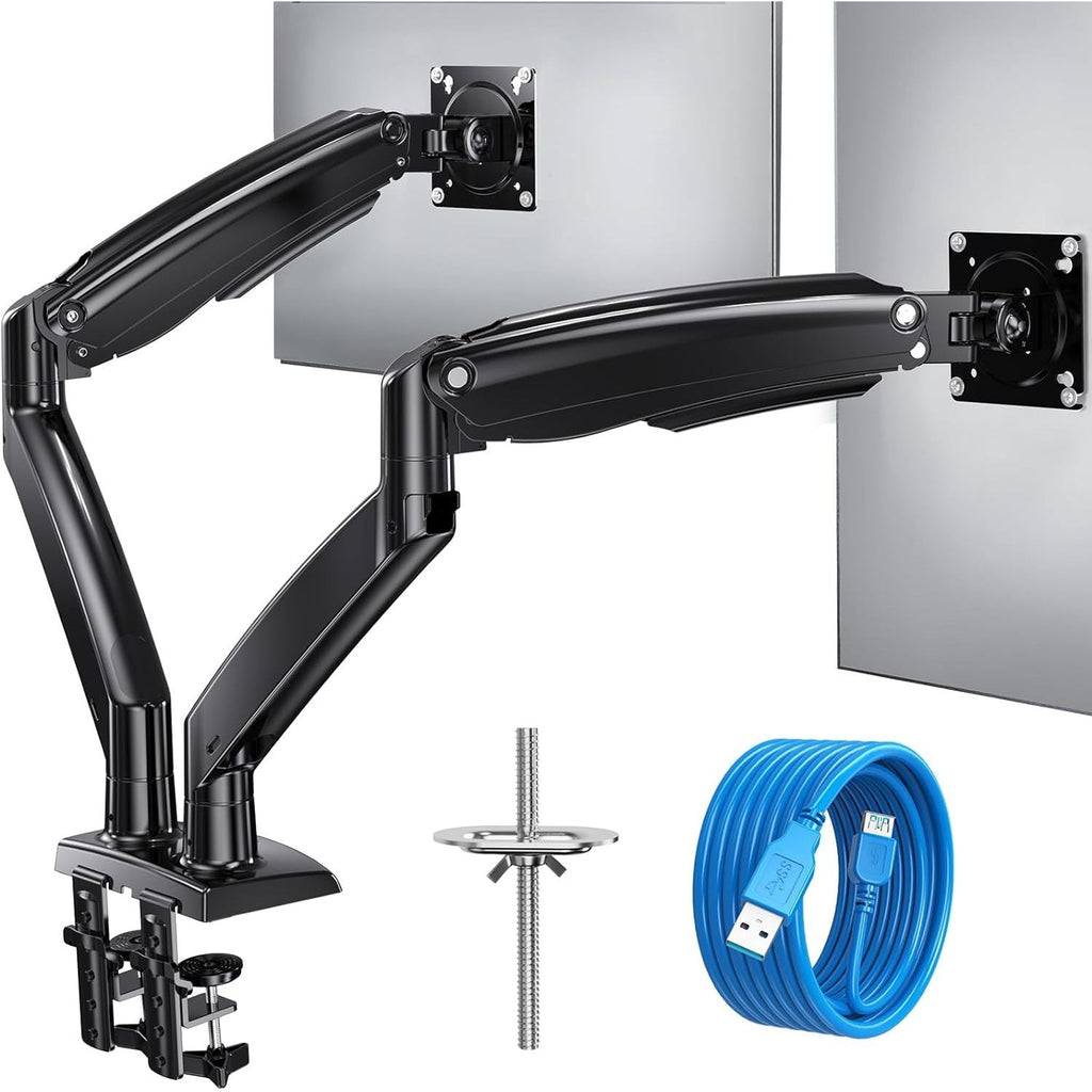 HUANUO Dual Monitor Arm – Heavy Duty Gas Spring Mount for 22-40 Inch Screens