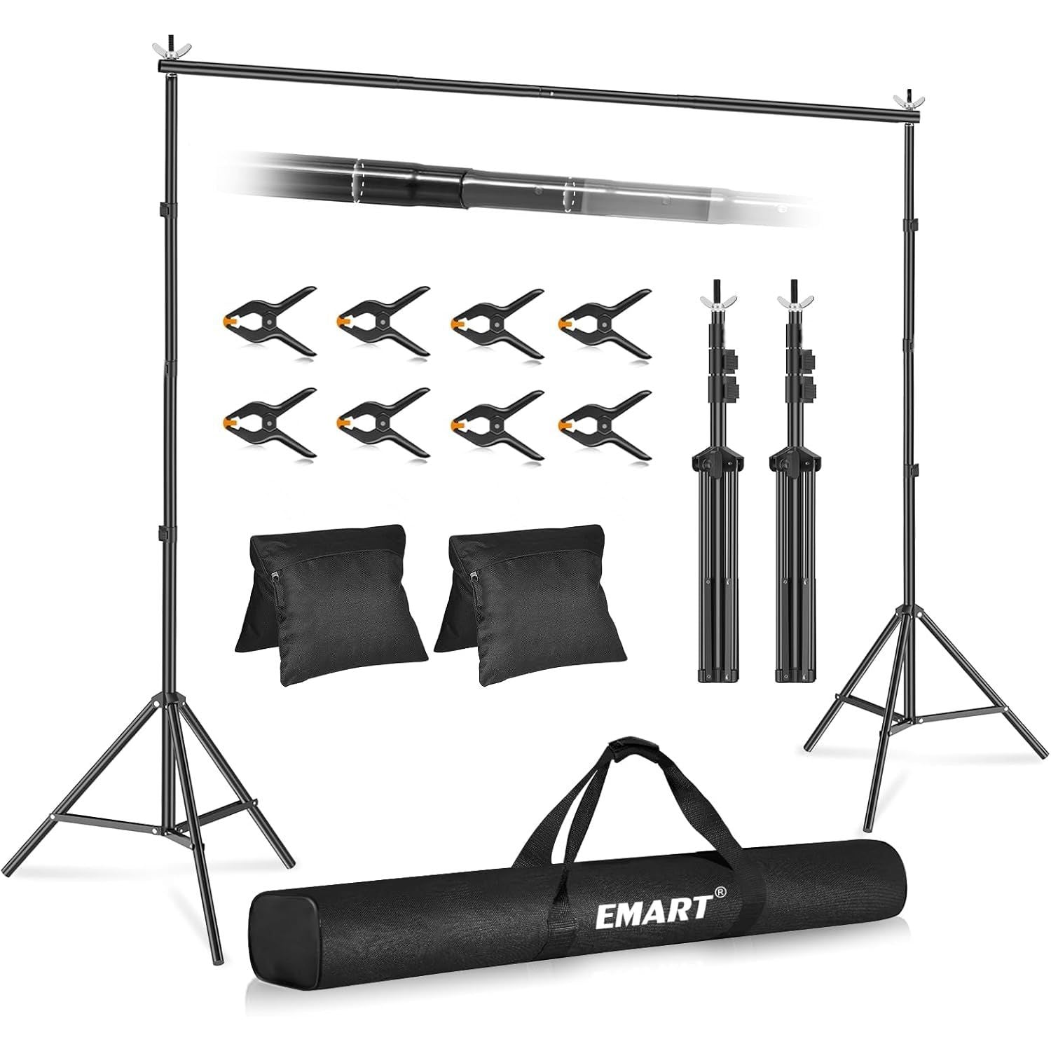 EMART 3x2.4m Backdrop Stand - Adjustable Photo Studio Support Kit