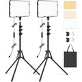 Obeamiu LED Video Light 2-Pack Kit | Dimmable Studio Panels with 63" Tripods