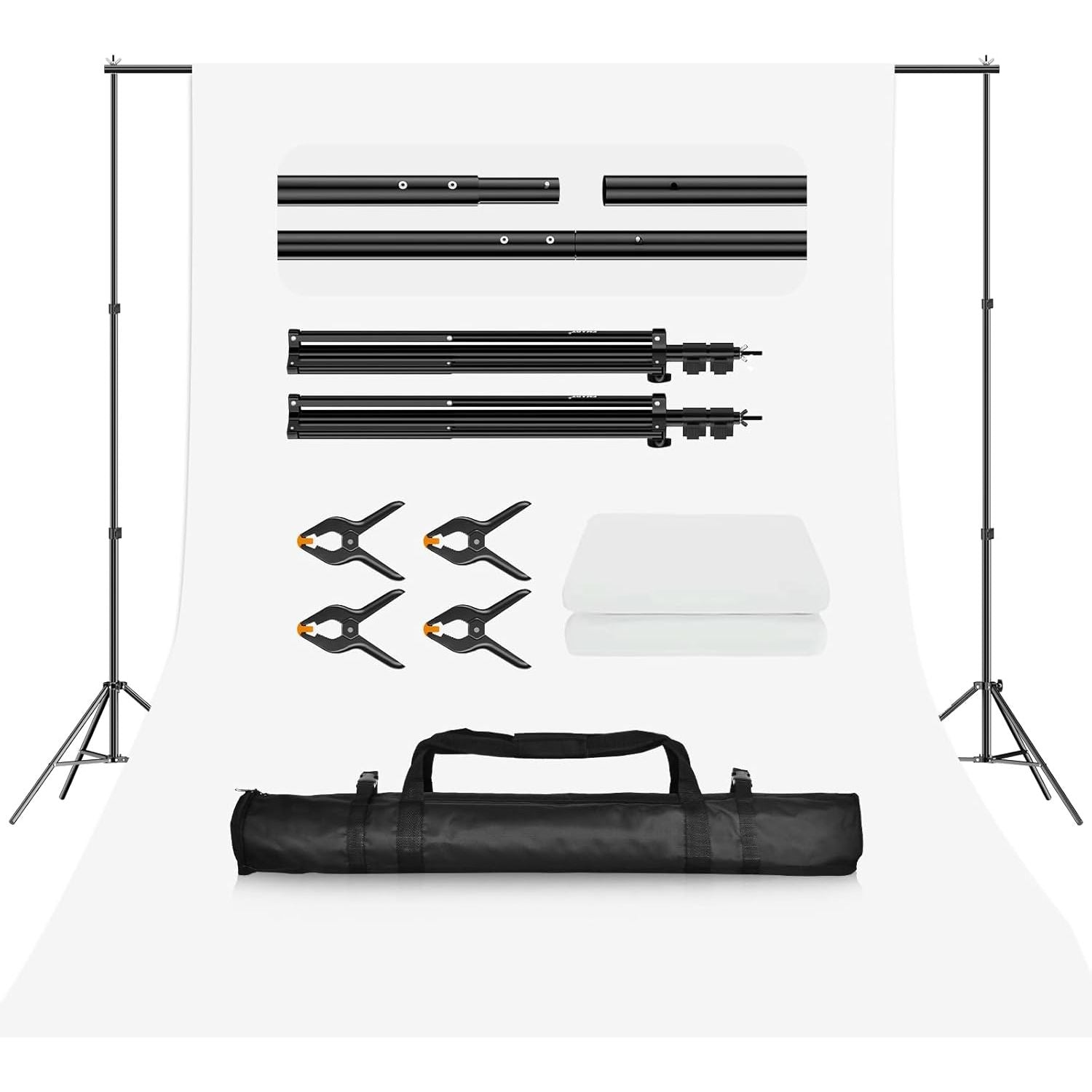 EMART 2x2m Backdrop Stand Kit with White Screen, Clamps & Bag