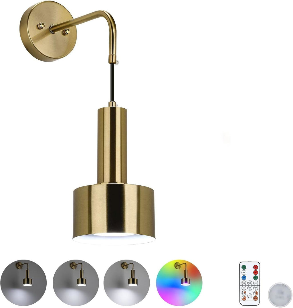 Lightsjoy RGB Wireless Wall Sconce – Rechargeable Magnetic Gold Lamp