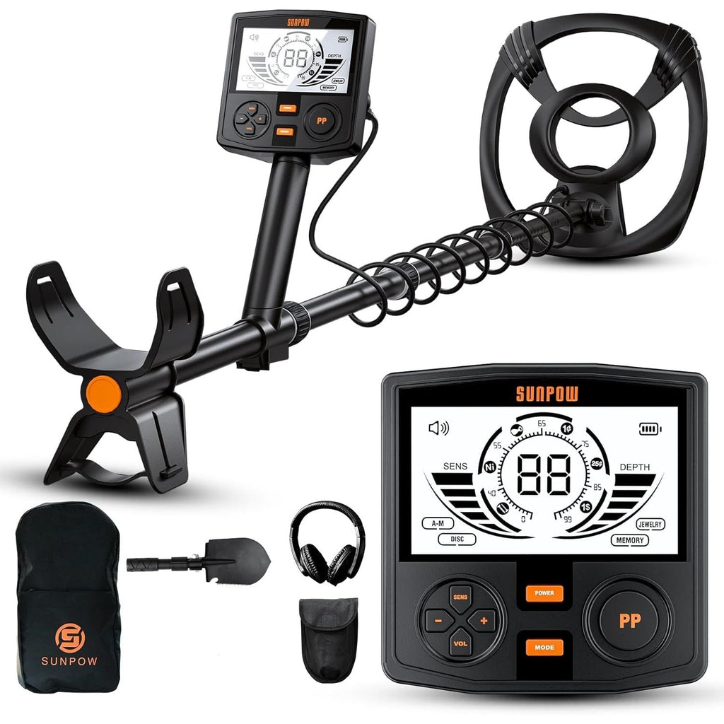 SUNPOW Professional Metal Detector | 30cm Waterproof Coil & Dual LCD