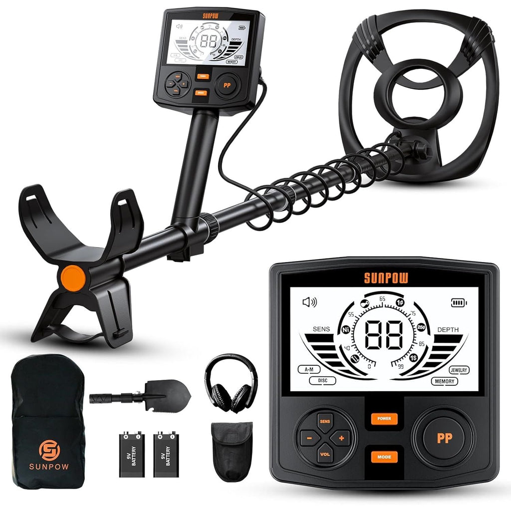 SUNPOW Professional Metal Detector | 30cm Waterproof Coil & Dual LCD